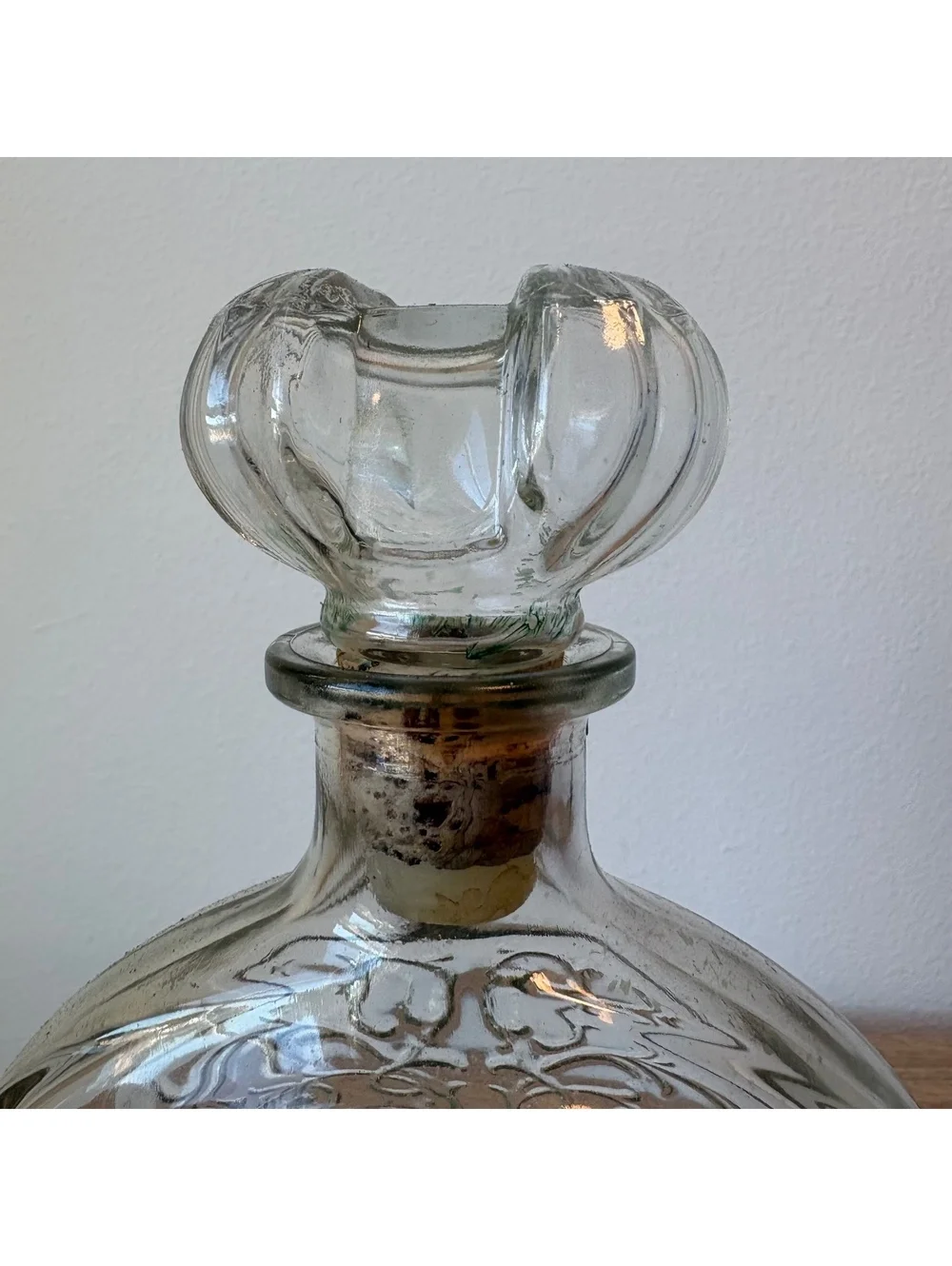 Vintage Schenley Embossed Glass Decanter, Halloween Decor Bottle, 11” Tall